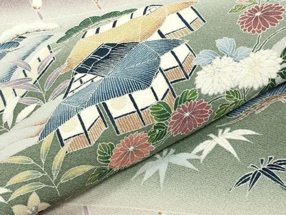 平和屋着物●染色作家　佐藤修平　訪問着　風景松竹梅文　暈し染め　正絹　逸品　CABD8893gh