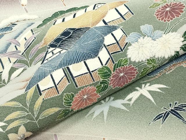 平和屋着物●染色作家　佐藤修平　訪問着　風景松竹梅文　暈し染め　正絹　逸品　CABD8893gh