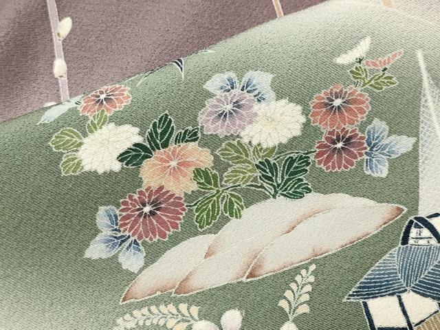 平和屋着物●染色作家　佐藤修平　訪問着　風景松竹梅文　暈し染め　正絹　逸品　CABD8893gh