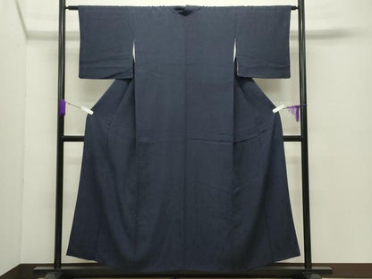 平和屋着物●上質な色無地　花唐草地紋　紫黒色　正絹　逸品　CABD8894gh