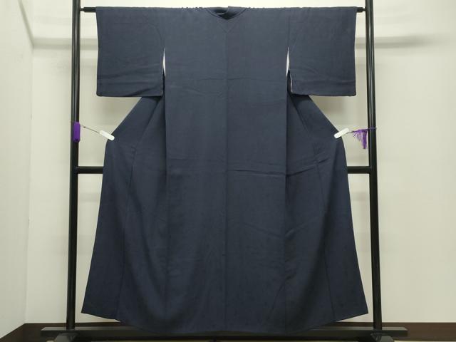 平和屋着物●上質な色無地　花唐草地紋　紫黒色　正絹　逸品　CABD8894gh