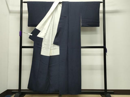 平和屋着物●上質な色無地　花唐草地紋　紫黒色　正絹　逸品　CABD8894gh