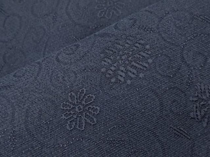 平和屋着物●上質な色無地　花唐草地紋　紫黒色　正絹　逸品　CABD8894gh