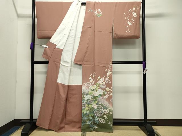 平和屋着物●訪問着　友禅　枝花文　暈し染め　正絹　逸品　CABD8896gh