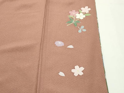 平和屋着物●訪問着　友禅　枝花文　暈し染め　正絹　逸品　CABD8896gh