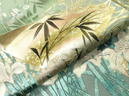 平和屋着物●訪問着　流水地紙花文　暈し染め　金銀彩　正絹　逸品　未使用　CABD8897gh