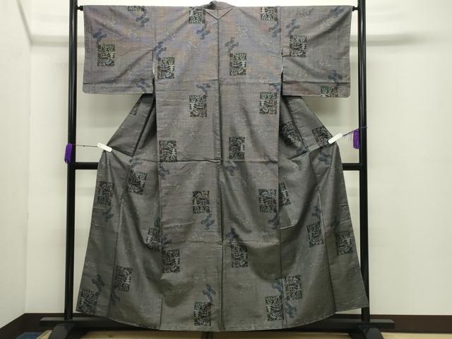 平和屋着物●本場大島紬　9マルキ　色紙風景文　正絹　逸品　未使用　CABD8898gh