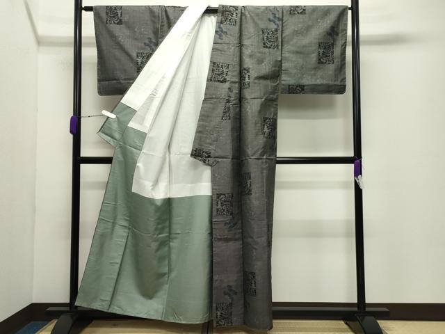 平和屋着物●本場大島紬　9マルキ　色紙風景文　正絹　逸品　未使用　CABD8898gh