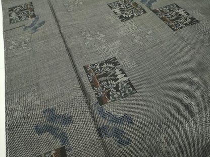 平和屋着物●本場大島紬　9マルキ　色紙風景文　正絹　逸品　未使用　CABD8898gh
