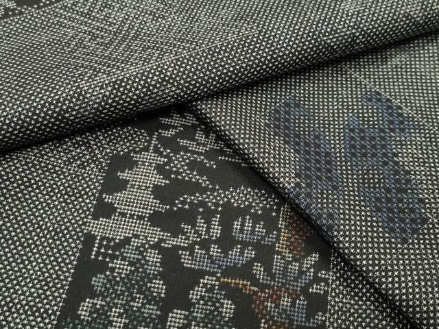 平和屋着物●本場大島紬　9マルキ　色紙風景文　正絹　逸品　未使用　CABD8898gh