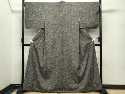 平和屋着物●上質な小紋　大小あられ　黒地　正絹　逸品　CABD8899gh
