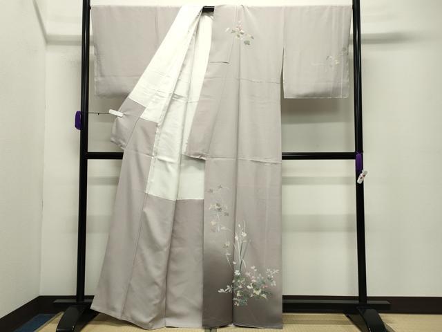 平和屋着物●訪問着　友禅　作家物　葡萄蔦の葉花文　暈し染め　正絹　逸品　未使用　CABD8900gh