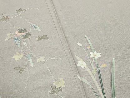 平和屋着物●訪問着　友禅　作家物　葡萄蔦の葉花文　暈し染め　正絹　逸品　未使用　CABD8900gh