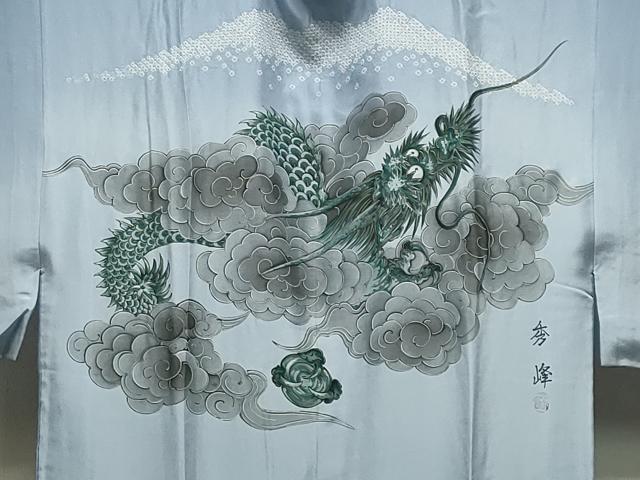 平和屋着物●男性　紬　アンサンブル・長襦袢セット　霞文　正絹　逸品　CABD8901gh