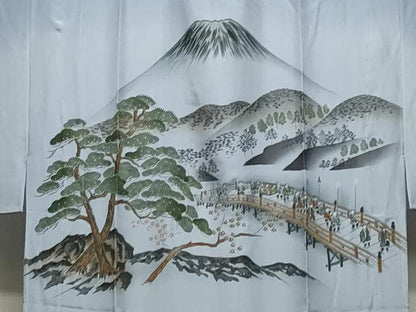 平和屋着物●男性　紬　髭紬羽織・長襦袢セット　色無地　濃藍色　正絹　逸品　CABD8903gh