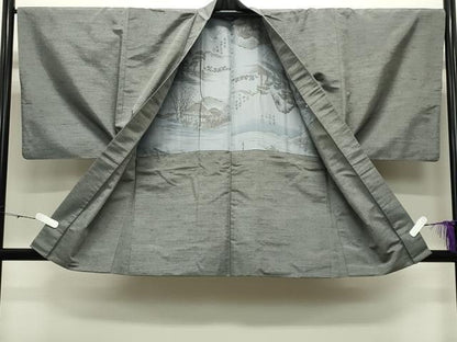 平和屋着物●男性　紬　アンサンブル　霞文　正絹　逸品　CABD8909gh