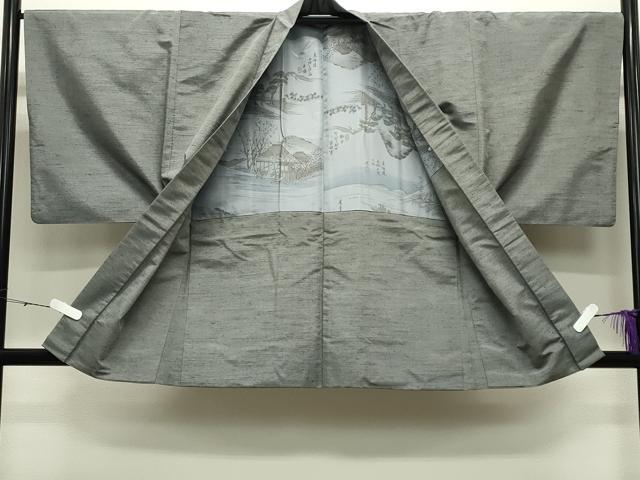 平和屋着物●男性　紬　アンサンブル　霞文　正絹　逸品　CABD8909gh