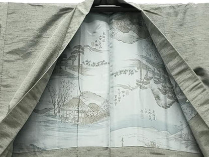 平和屋着物●男性　紬　アンサンブル　霞文　正絹　逸品　CABD8909gh