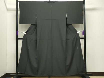 平和屋着物●江戸小紋　庭野三樹夫作　角通し　黒地　正絹　逸品　CABD8912gh
