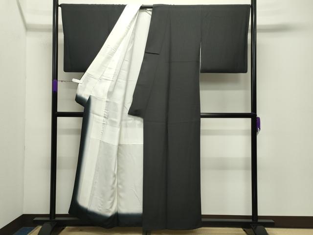 平和屋着物●江戸小紋　庭野三樹夫作　角通し　黒地　正絹　逸品　CABD8912gh