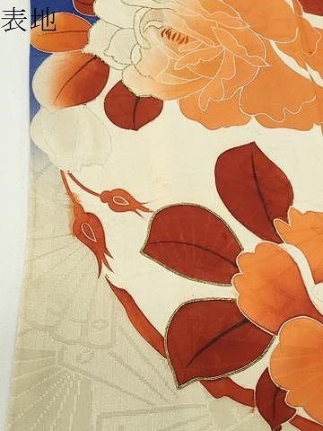 平和屋着物●小振袖　二尺袖　駒刺繍　花丸文　暈し染め　金彩　正絹　逸品　CABD8913gh