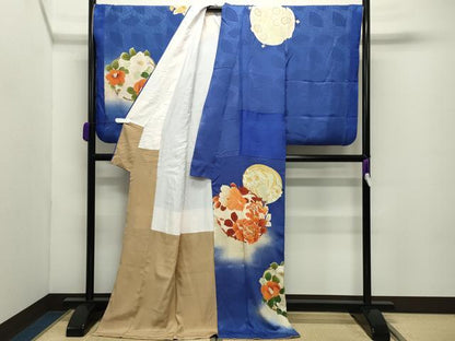 平和屋着物●小振袖　二尺袖　駒刺繍　花丸文　暈し染め　金彩　正絹　逸品　CABD8913gh