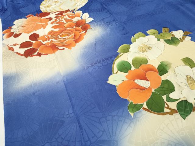 平和屋着物●小振袖　二尺袖　駒刺繍　花丸文　暈し染め　金彩　正絹　逸品　CABD8913gh