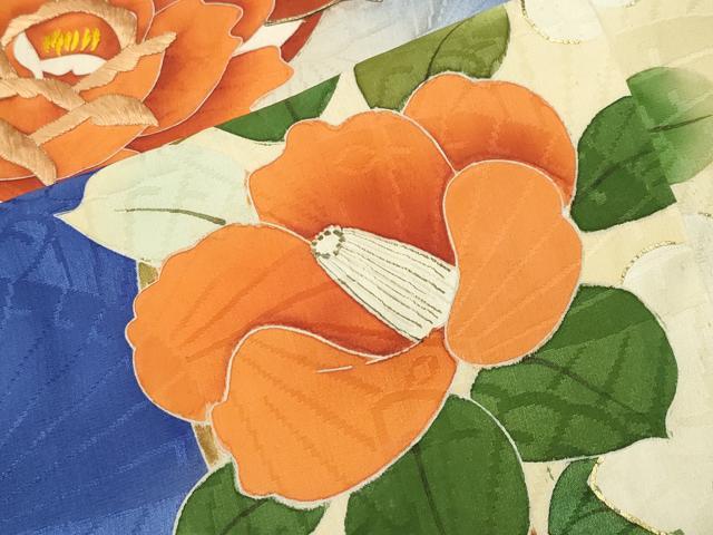 平和屋着物●小振袖　二尺袖　駒刺繍　花丸文　暈し染め　金彩　正絹　逸品　CABD8913gh