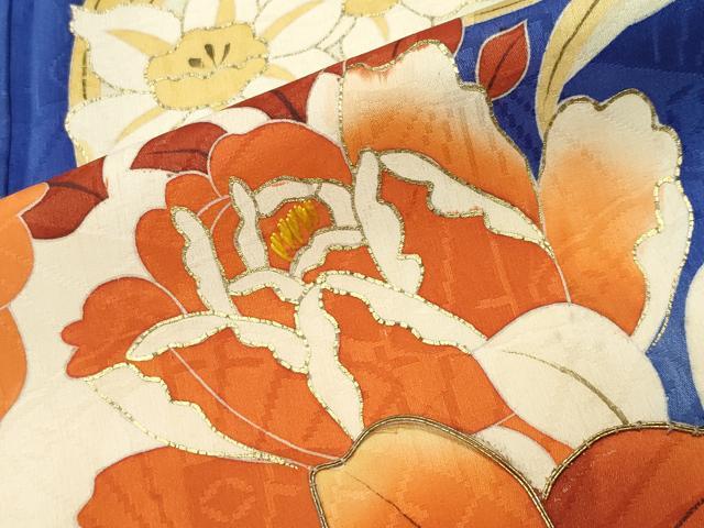 平和屋着物●小振袖　二尺袖　駒刺繍　花丸文　暈し染め　金彩　正絹　逸品　CABD8913gh