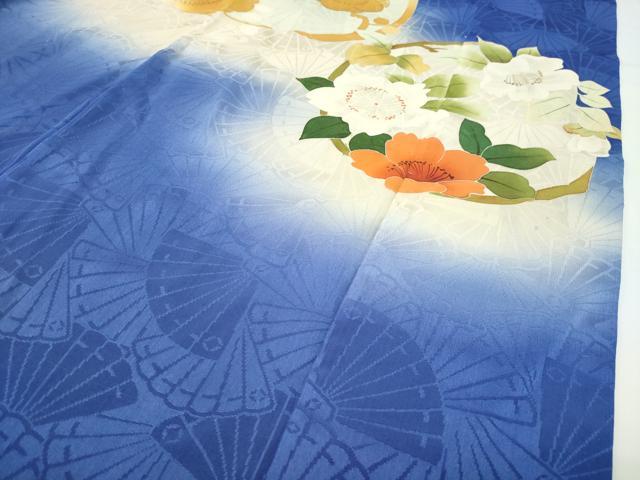 平和屋着物●小振袖　二尺袖　駒刺繍　花丸文　暈し染め　金彩　正絹　逸品　CABD8913gh