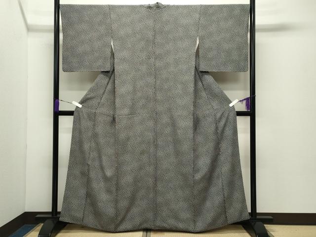 平和屋着物●上質な小紋　舞花文　黒地　正絹　逸品　CABD8916gh