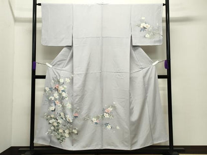 平和屋着物●訪問着　友禅　休み鳥枝花文　暈し染め　正絹　逸品　CABD8920gh