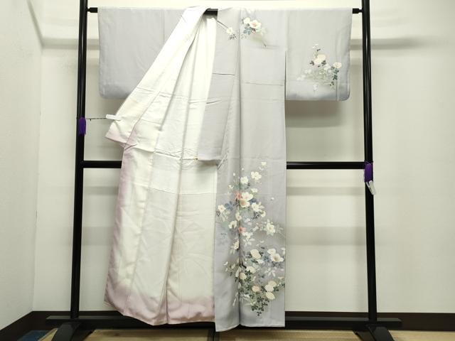 平和屋着物●訪問着　友禅　休み鳥枝花文　暈し染め　正絹　逸品　CABD8920gh