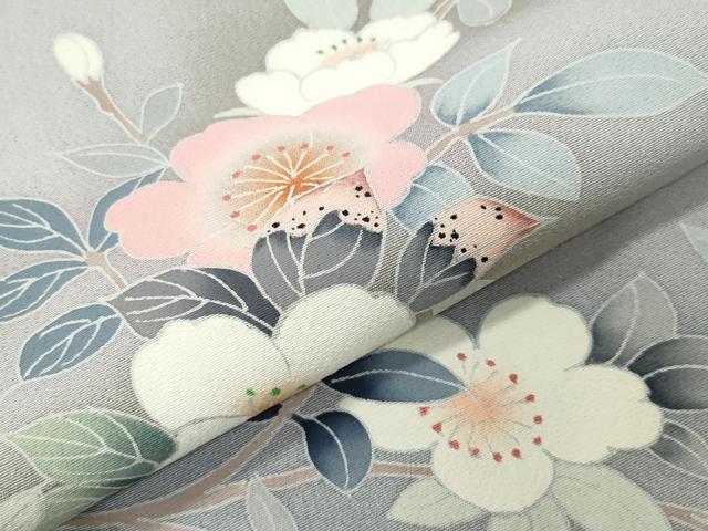 平和屋着物●訪問着　友禅　休み鳥枝花文　暈し染め　正絹　逸品　CABD8920gh