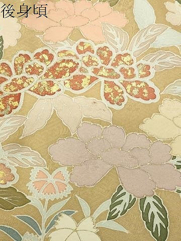 平和屋着物●訪問着　駒刺繍　草花文　金彩　正絹　逸品　CABD8921gh