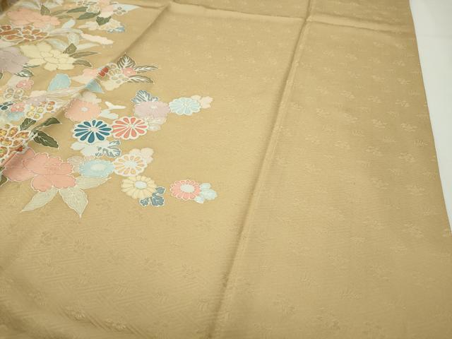 平和屋着物●訪問着　駒刺繍　草花文　金彩　正絹　逸品　CABD8921gh