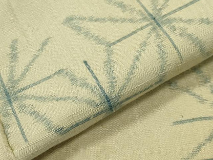 平和屋着物●上質な紬　麻の葉文　正絹　逸品　CABD8922gh