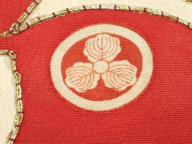 平和屋本店●アンティーク　大正ロマン　振袖　駒刺繍　立波松花文　黒地　金彩　正絹　逸品　CABD8924gh