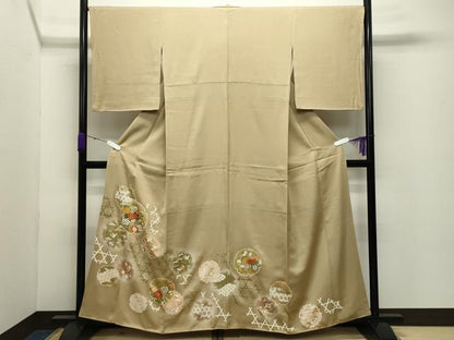 平和屋着物●豪華色留袖　駒刺繍　雪輪重ね花車飛鶴文　暈し染め　金彩　正絹　逸品　CABD8928gh
