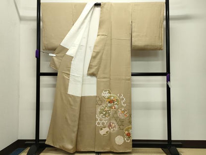 平和屋着物●豪華色留袖　駒刺繍　雪輪重ね花車飛鶴文　暈し染め　金彩　正絹　逸品　CABD8928gh