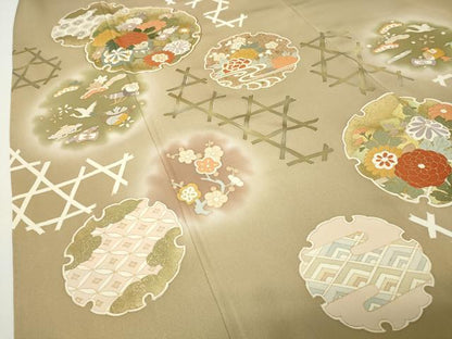 平和屋着物●豪華色留袖　駒刺繍　雪輪重ね花車飛鶴文　暈し染め　金彩　正絹　逸品　CABD8928gh