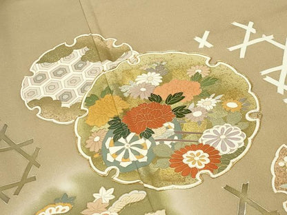 平和屋着物●豪華色留袖　駒刺繍　雪輪重ね花車飛鶴文　暈し染め　金彩　正絹　逸品　CABD8928gh