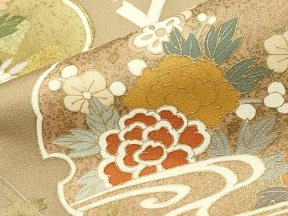 平和屋着物●豪華色留袖　駒刺繍　雪輪重ね花車飛鶴文　暈し染め　金彩　正絹　逸品　CABD8928gh