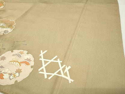 平和屋着物●豪華色留袖　駒刺繍　雪輪重ね花車飛鶴文　暈し染め　金彩　正絹　逸品　CABD8928gh