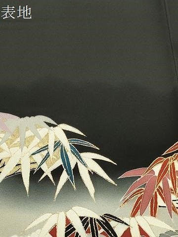 平和屋着物●アンティーク　大正ロマン　黒留袖　笹文　暈し染め　金彩　正絹　逸品　CABD8929gh