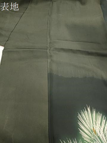 平和屋着物●アンティーク　大正ロマン　黒留袖　刺繍　孔雀花文　金彩　正絹　逸品　CABD8930gh