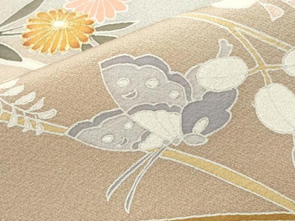 平和屋着物●訪問着　作家物　舞蝶草花文　暈し染め　金彩　正絹　逸品　CABD8934gh