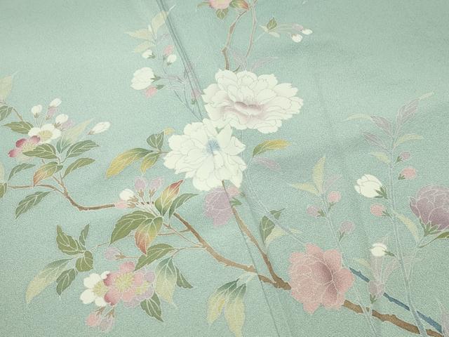 平和屋着物●訪問着　友禅　枝花文　暈し染め　正絹　逸品　CABD8937gh