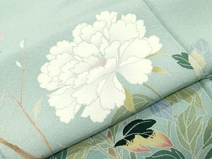 平和屋着物●訪問着　友禅　枝花文　暈し染め　正絹　逸品　CABD8937gh