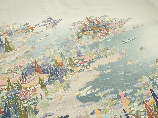平和屋着物●本加賀友禅作家　黒田勲　色留訪問着　風景文　暈し染め　正絹　逸品　CABD8938gh